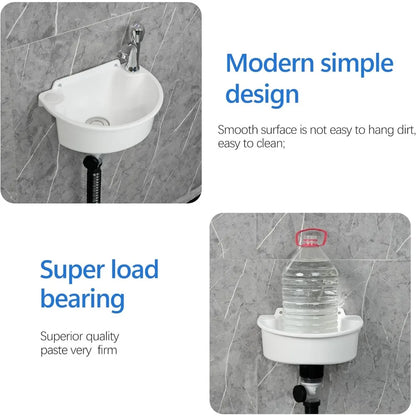 Small Wall Mount Bathroom Sink with No-Drill Adhesive