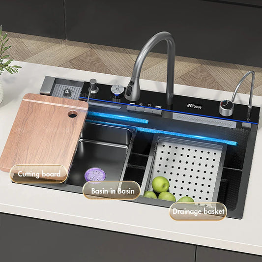 304 Stainless Steel Waterfall Kitchen Sink