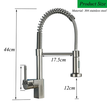 Brushed Nickel Spring Kitchen Faucet with Sprayer