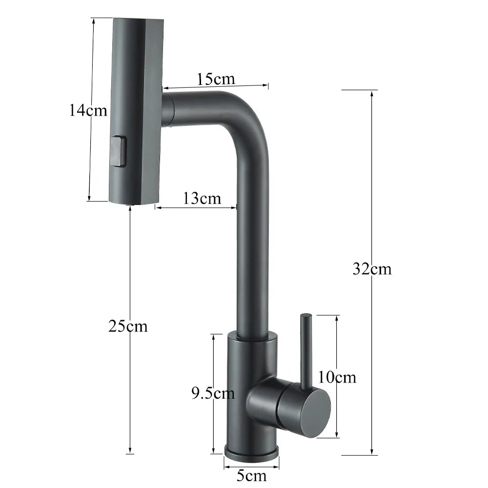 Waterfall Pull-Out Kitchen Sink Mixer Faucet