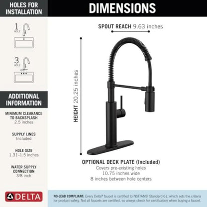 18803-BL - Commercial Pull Down Kitchen Faucet Matte Black