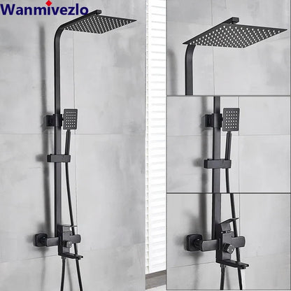 8-Inch Rainfall Shower Set with Wall Mounted Tub Spout