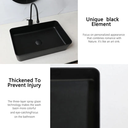 22-Inch Stone Resin Rectangle Vessel Sink with Faucet