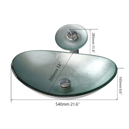 Argento Oval - Silver Tempered Glass Vessel Sink with Faucet