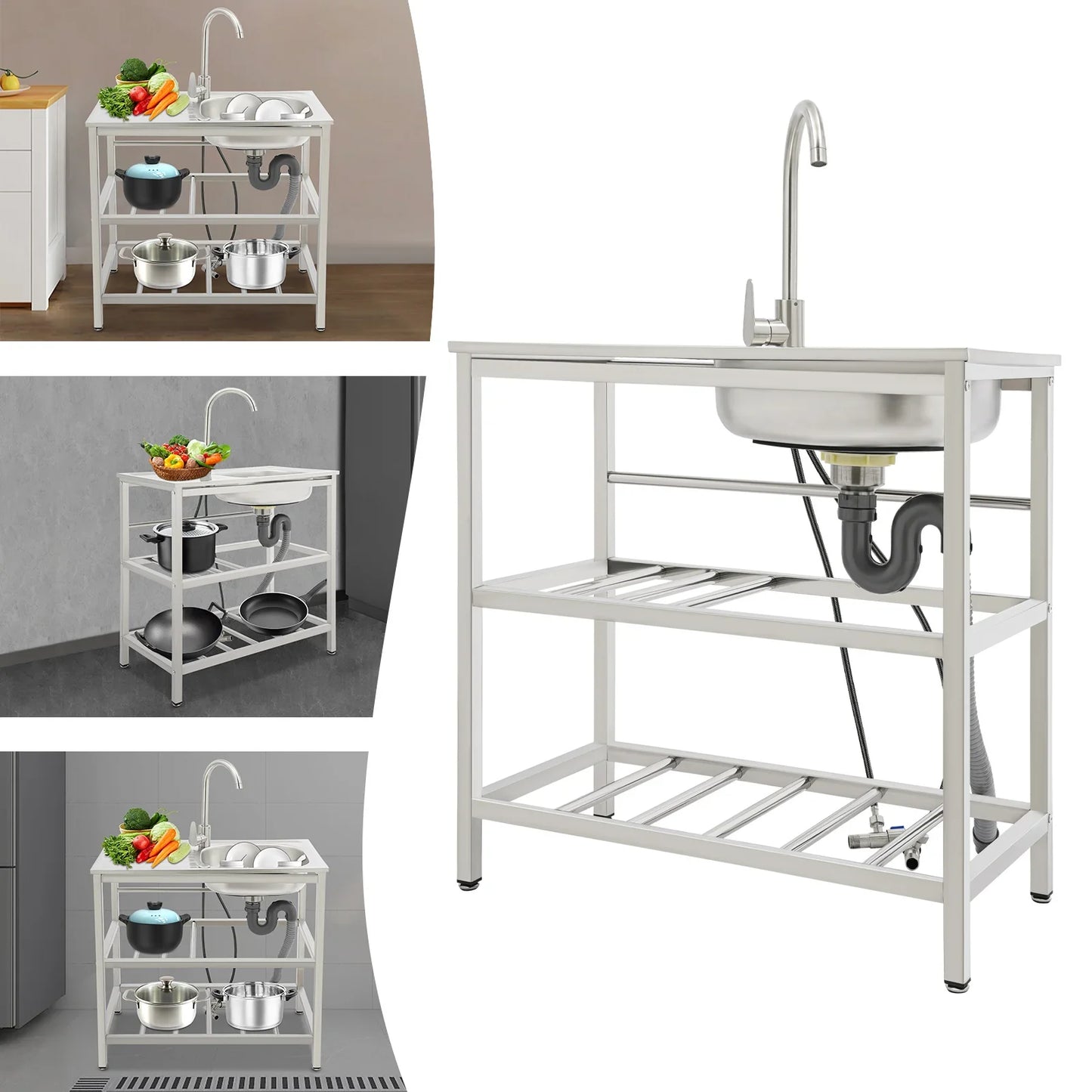 Stainless Steel Freestanding Outdoor Kitchen Sink