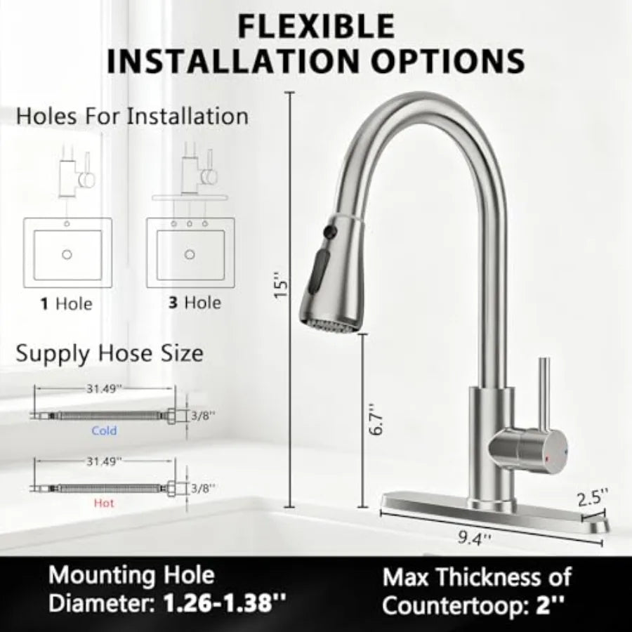 High Arc Stainless Steel Pull Down Kitchen Faucet