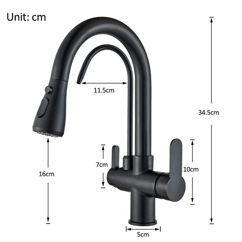 3-Way Filtered Kitchen Faucet with Pull-Out Spray