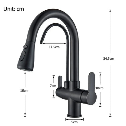 3-Way Filtered Kitchen Faucet with Pull-Out Spray