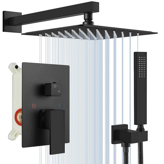 Matte Black Rain & Waterfall Shower System