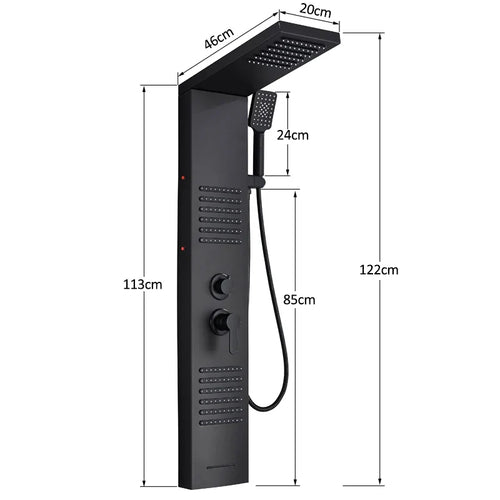AuraLux LED Shower Panel Tower - Rain & Waterfall Massage Column