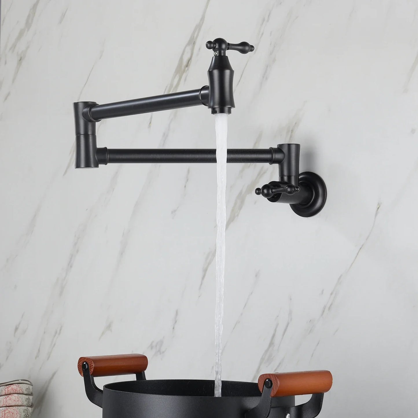 Wall Mounted Pot Filler - Foldable Swing Arm Kitchen Faucet