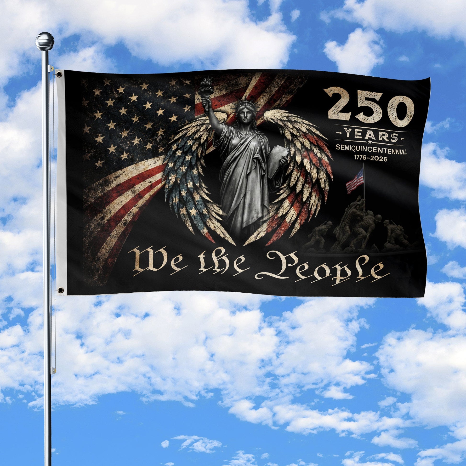 250 Years Flag 1776-2026 American Flag We The People Statue of Liberty Patriotic Gift