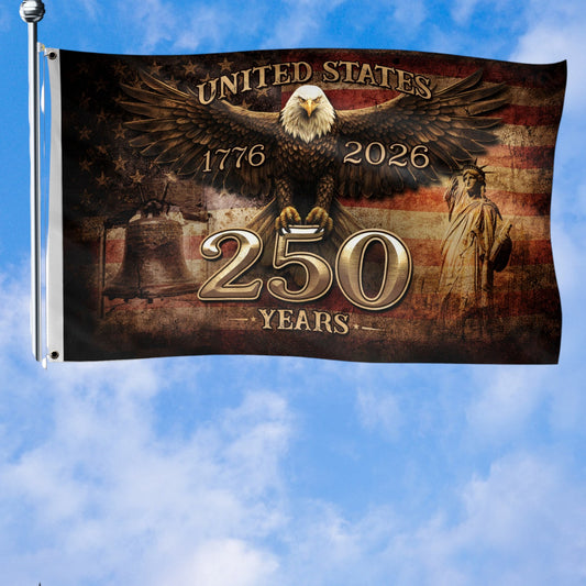 United States 250 Years Semiquincentennial Flag 1776 2026 Eagle Patriotic American Gift Decor