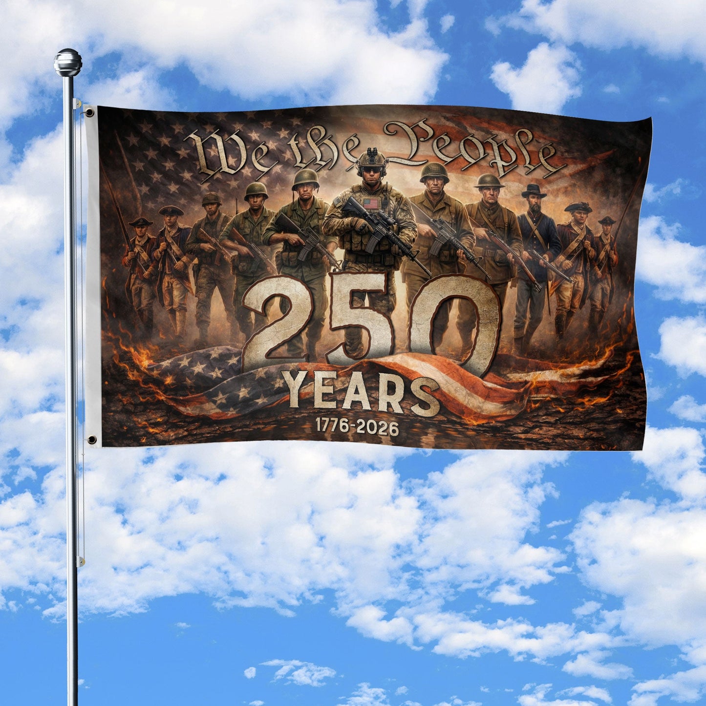 American 250th Anniversary Flag We The People Flag Present For Soldiers_