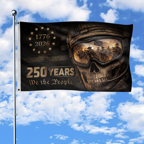 USA 250th Anniversary Garden Flag 1776 2026 We The People Patriotic Military Skull Gift