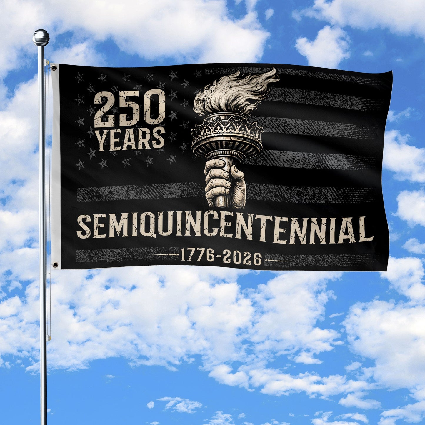 USA 250th Anniversary Semiquincentennial Flag 1776 2026 Liberty Torch Patriotic Gift