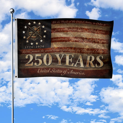 United States of America 250 Years Flag 1776 2026 Tactical Shield Crossed Rifles Patriotic Gift