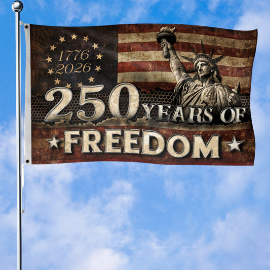 250 Years of Freedom Semiquincentennial Flag 1776 2026 Patriotic American Banner Gift For Dad
