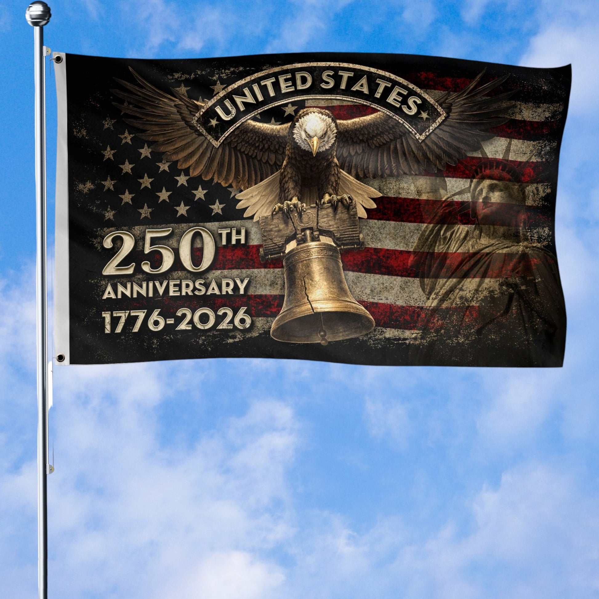 United States 250th Anniversary Flag 1776 2026 Eagle Liberty Bell Patriotic Gift
