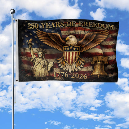 USA 250 Years Of Freedom Garden Flag 1776 2026 American Eagle Liberty Bell Patriotic Gift