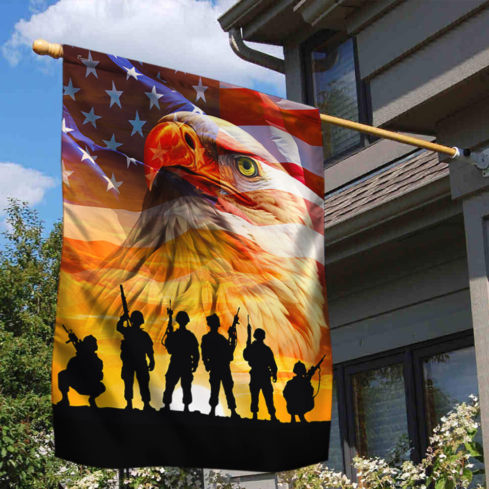 US Military Memorial Day Eagle Soldier American Flag Independence Merch Patriotic Decor