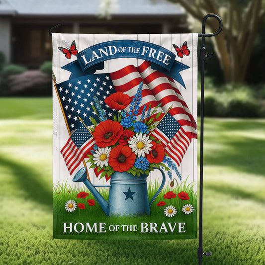 Patriotic Flower Flag Land Of The Free Home Of The Brave Flag Gift Ideas For Mom