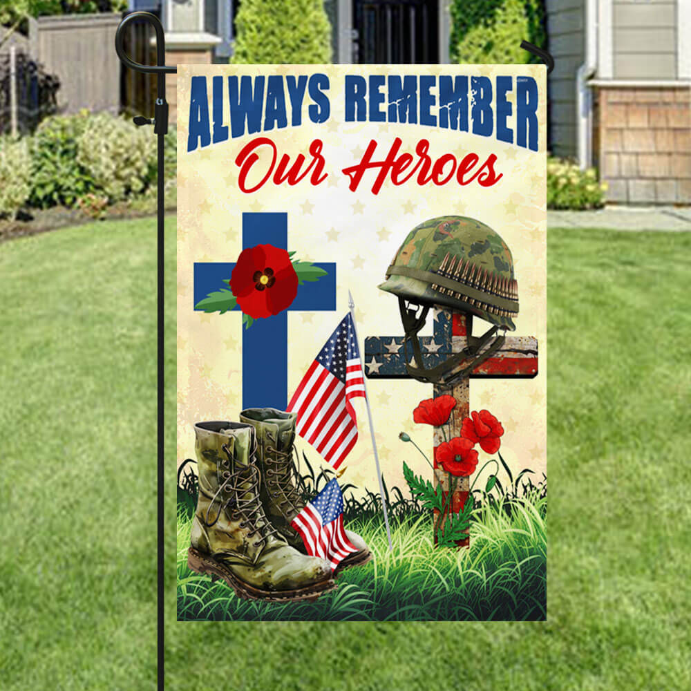 US Military Always Remember Our Heroes Flag Independence Day Merch 4Th Of July Decor