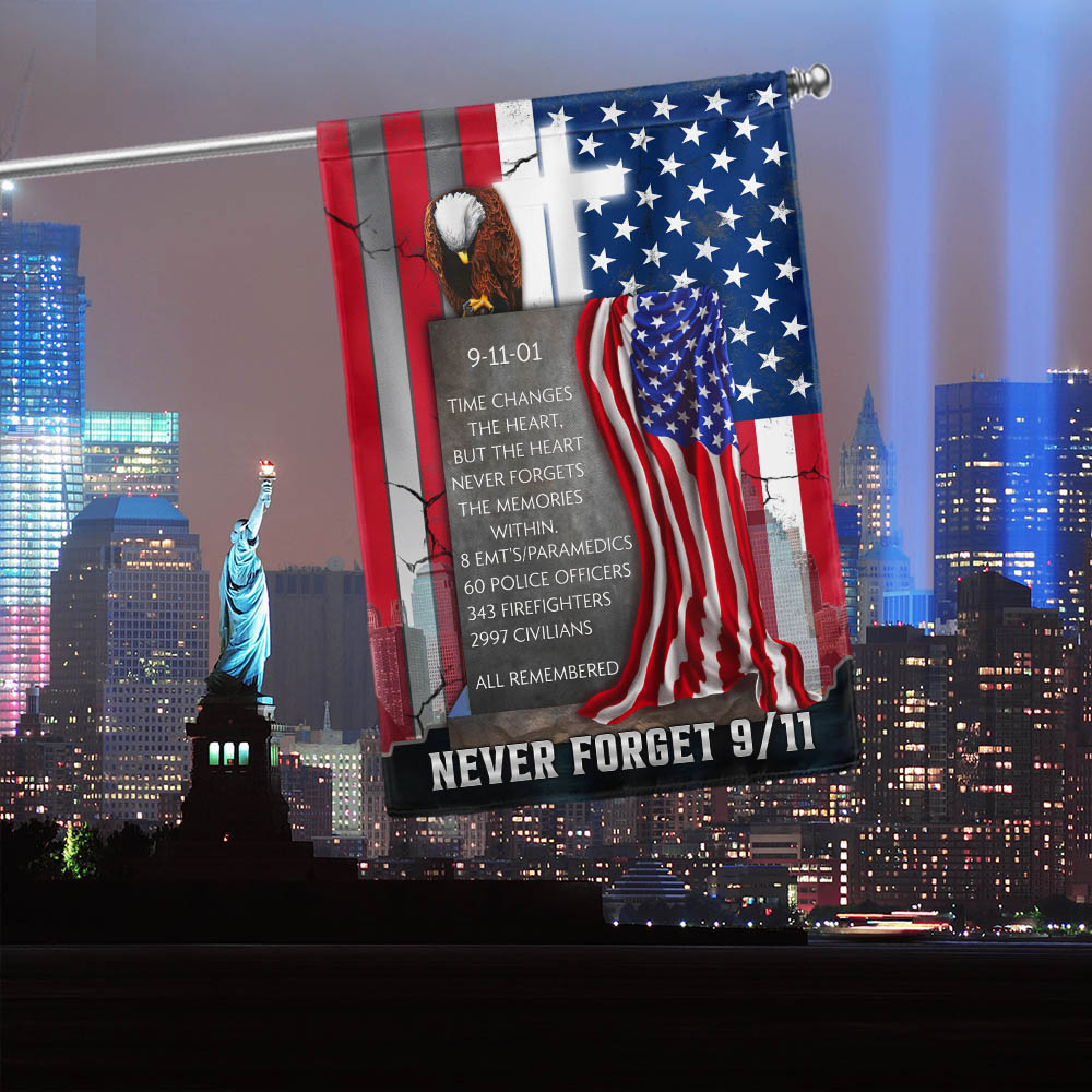 Never Forget 911 Flag American Flag Cross Eagle Memorial Day Decor Gift For Brother