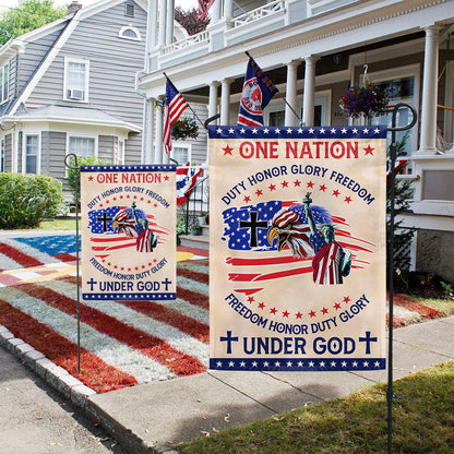 US Military One Nation Under God Flag Honor Glory Freedom Merch Outdoor Decor