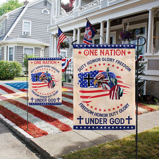 US Military One Nation Under God Flag Honor Glory Freedom Merch Outdoor Decor