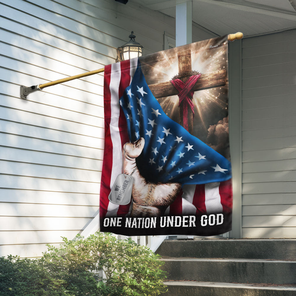 US Military One Nation Under God Flag We The People Merch Patriotic Decor