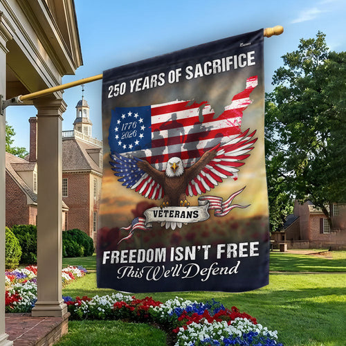 US Military 250 Years of Sacrifice Flag Memorial Day Merch Patriotic Decor