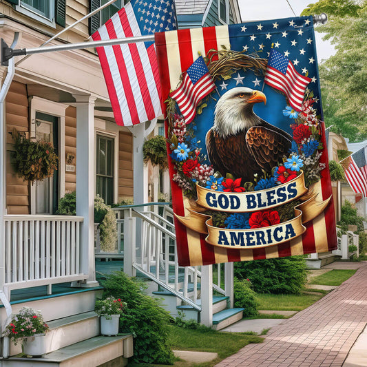 God Bless America Flag Eagle Patriotic Wreath American Outdoor Decor Gift For Mom
