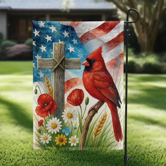 Memorial Cardinal Christian Cross Flag Memorial Veterans Day Decor Gifts For Mom