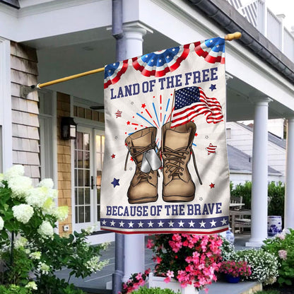 US Military Land Of The Free Because Of The Brave Flag Independence Day Merch Outdoor Decor
