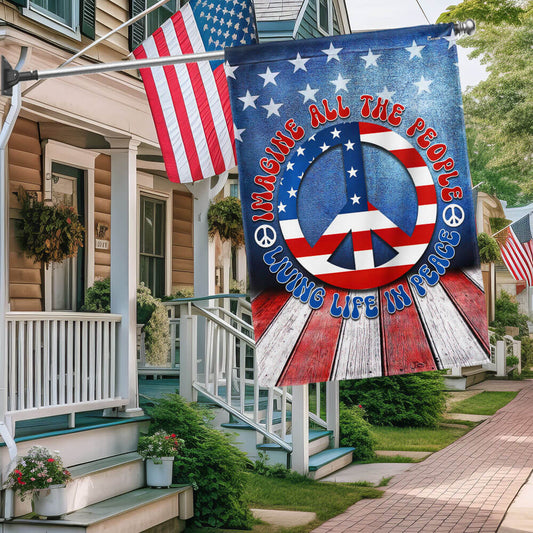 Living Life In Peace Flag Patriotic 4Th Of July Outdoor Decor Gifts For Mom