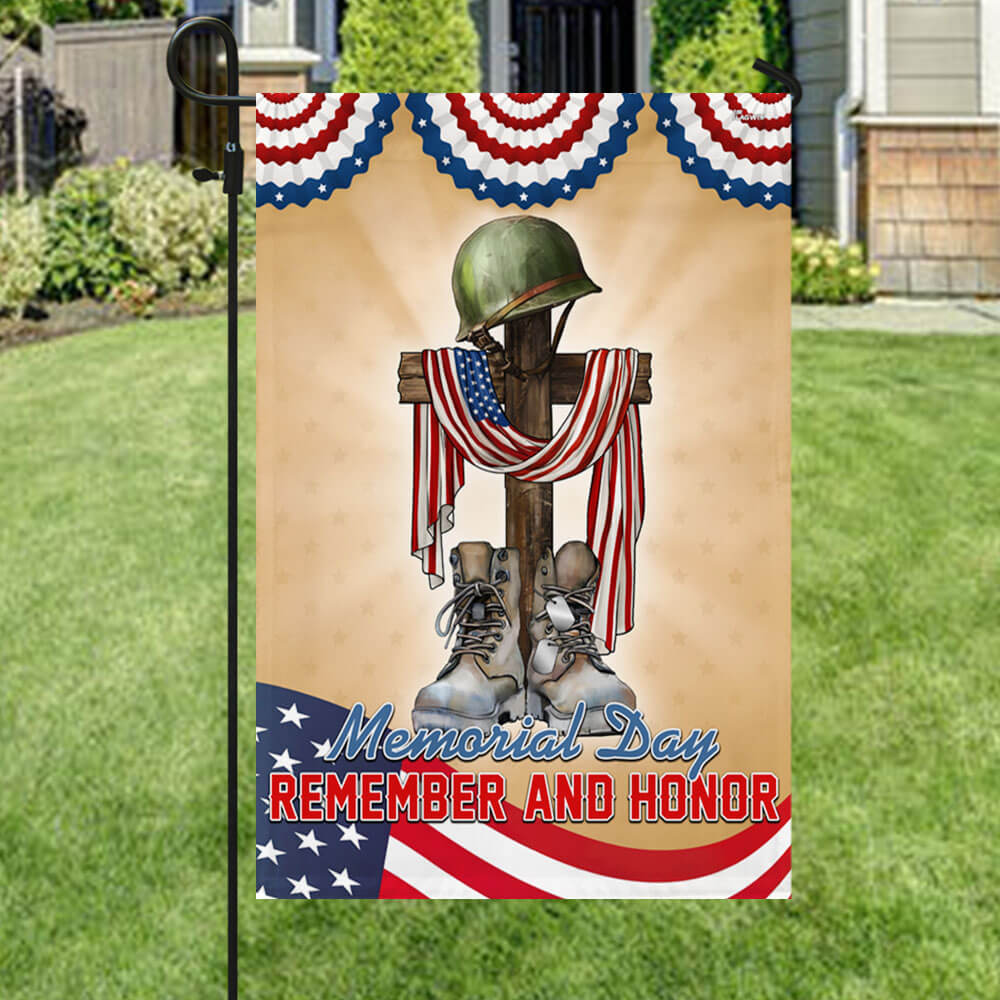 US Military Memorial Day Remember And Honor Flag Merch Patriotic Decor