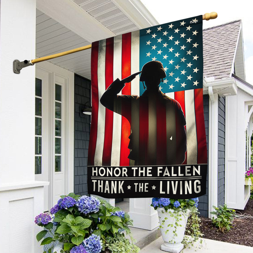 US Military Honor The Fallen Flag Thank The Living Veterans Flag Merch Patriotic Decor