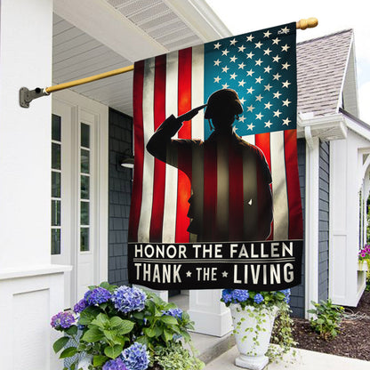 US Military Honor The Fallen Flag Thank The Living Veterans Flag Merch Patriotic Decor