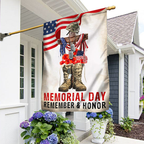 US Military Memorial Day Remember And Honor Flag  4Th Of July Merch Outdoor Decor