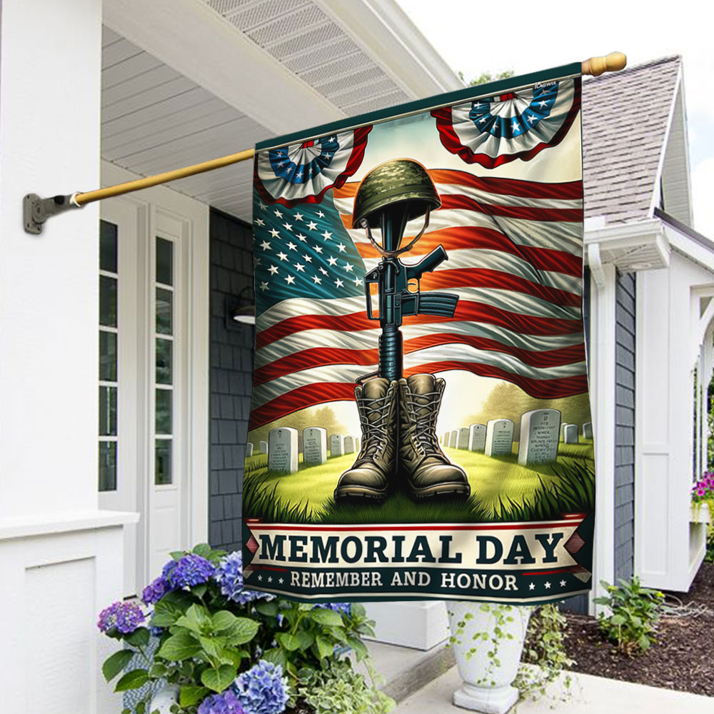 US Military Memorial Day Remember And Honor Flag  Veterans Flag Merch Patriotic Decor
