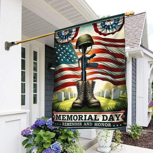 US Military Memorial Day Remember And Honor Flag  Veterans Flag Merch Patriotic Decor
