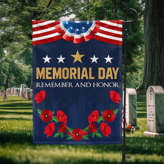 US Military Memorial Day Remember And Honor With Poppy Flag 4Th Of July Merch Outdoor Decor
