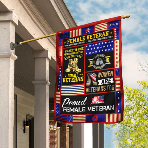 US Military Proud Female Veteran Flag Honoring All Who Served Merch Patriotic Decor