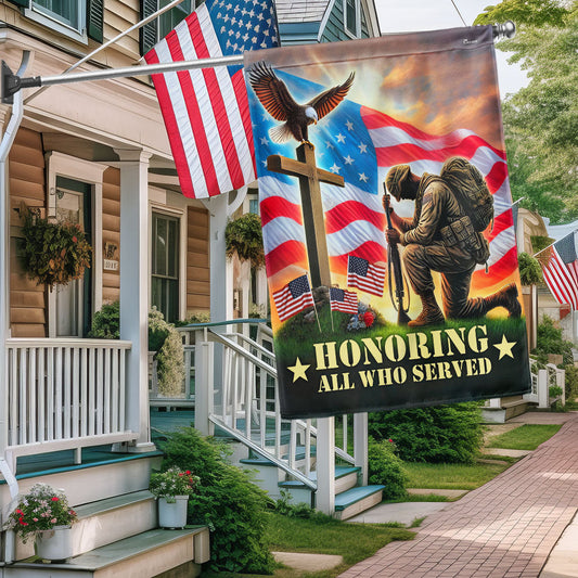 US Military Honoring All Who Served Flag 4Th Of July Merch Patriotic Decor