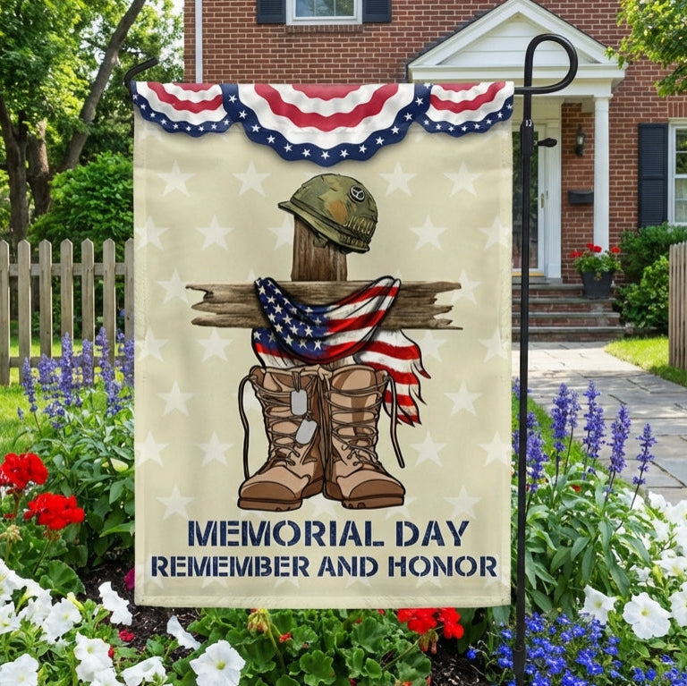 US Military Memorial Day Remember And Honor Flag Memorial Day Merch Outdoor Decor(1)