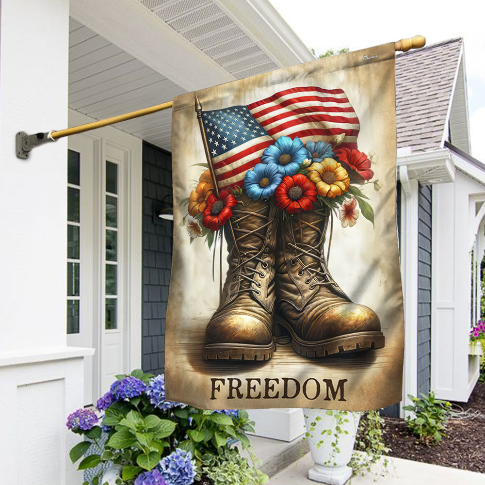US Veteran Freedom 4th Of July Flag Flag Boots Memorial Day Veteran Flag Patriotic Decor