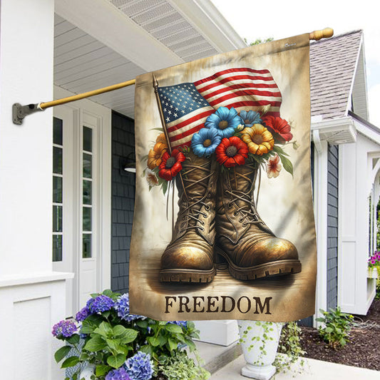 US Veteran Freedom 4th Of July Flag Flag Boots Memorial Day Veteran Flag Patriotic Decor