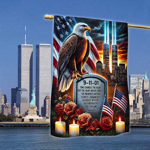 US Veteran 911 Flag Changes The Heart Never Forget  Flag Patriot Day 911 Merch Outdoor Decor