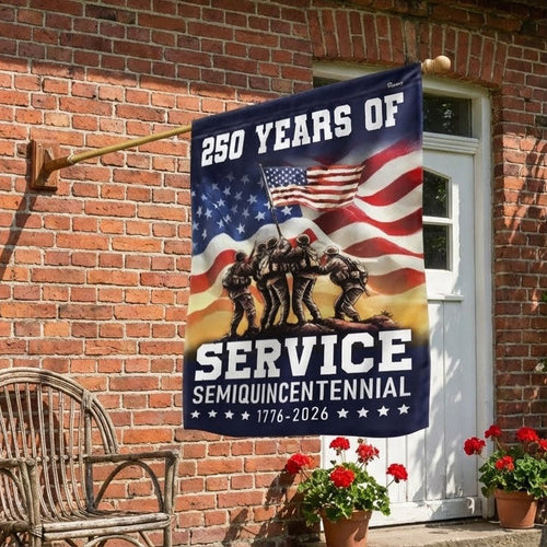 US Veteran 250 Years Of Service Flag Semiquincentennial 1776 2026 Merch Patriotic Decor